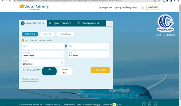 Đặt mua vé máy bay online Vietnam Airlines