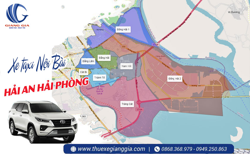 Thuê xe taxi Nội Bài về quận Hải An Hải Phòng