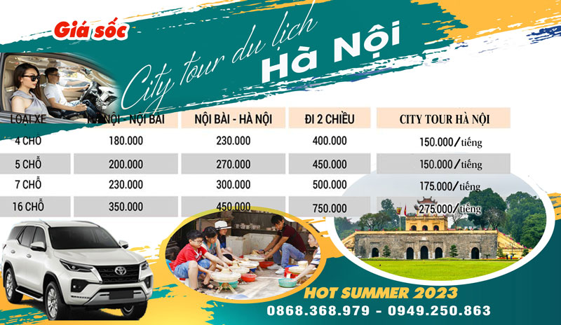 Giá xe 7 chỗ City tour Hà Nội giá rẻ